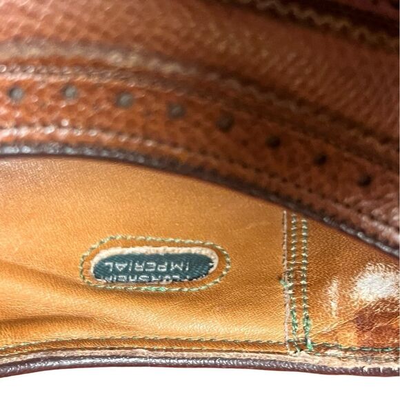 Florsheim 93602 Longwing V Cleat Oxfords Shoes Mens Size 9.5 Brown Grain Leather - Picture 7 of 12